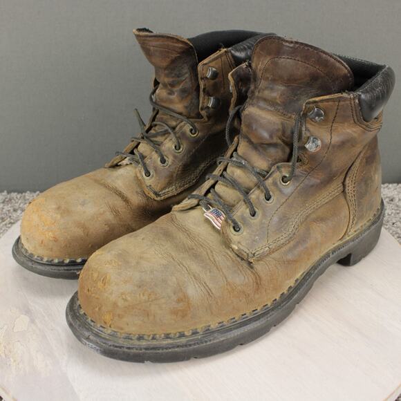 Red Wing Work Boots Steel Toe Safety Mens 10 Brown Leather main image 10